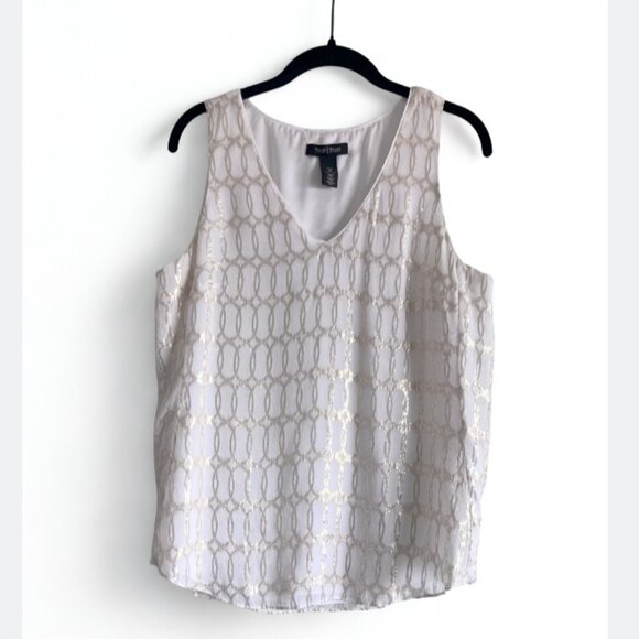 White House Black Market Tops - White House Black Market Silk Metallic Tank  Holiday Party Top Size M